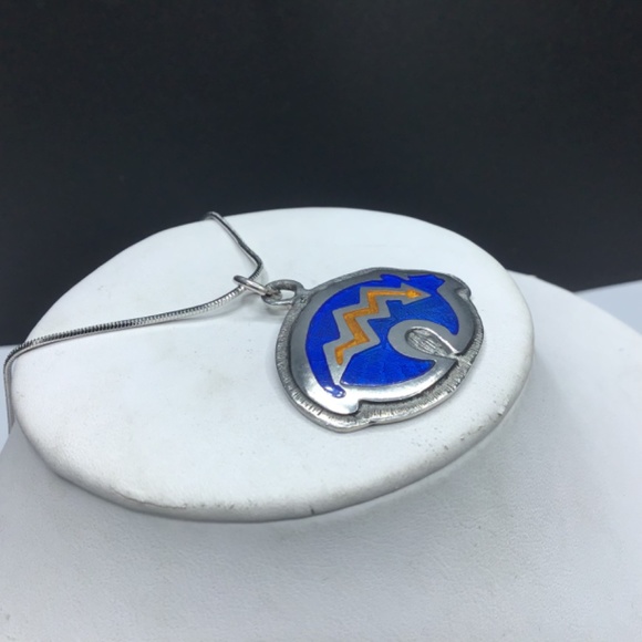 🌺Vintage Native American Sterling & Enamel Necklace - Picture 13 of 16